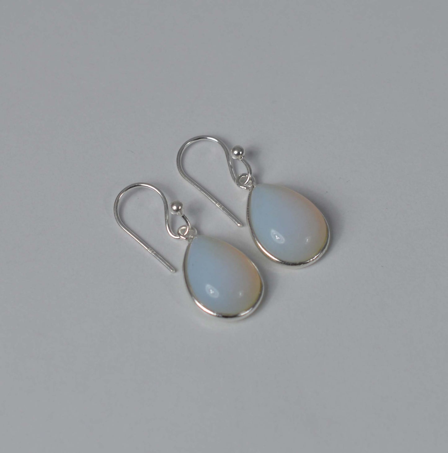 925 SOLID STERLING SILVER MILKY OPALITE HOOK EARRING-1 INCH