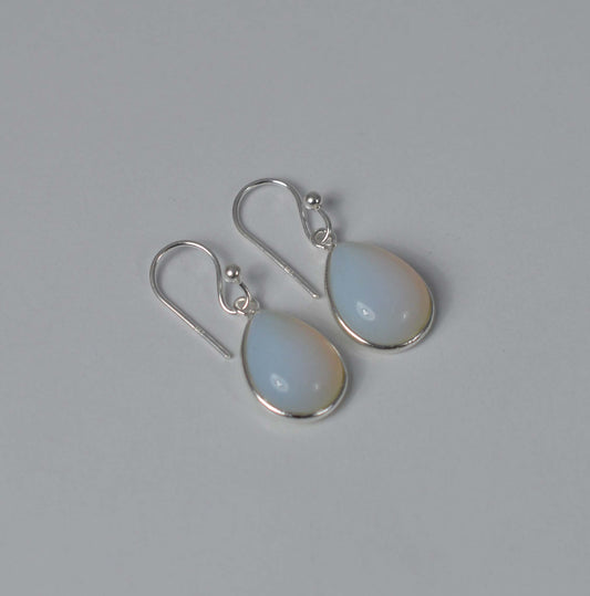 925 SOLID STERLING SILVER MILKY OPALITE HOOK EARRING-1 INCH
