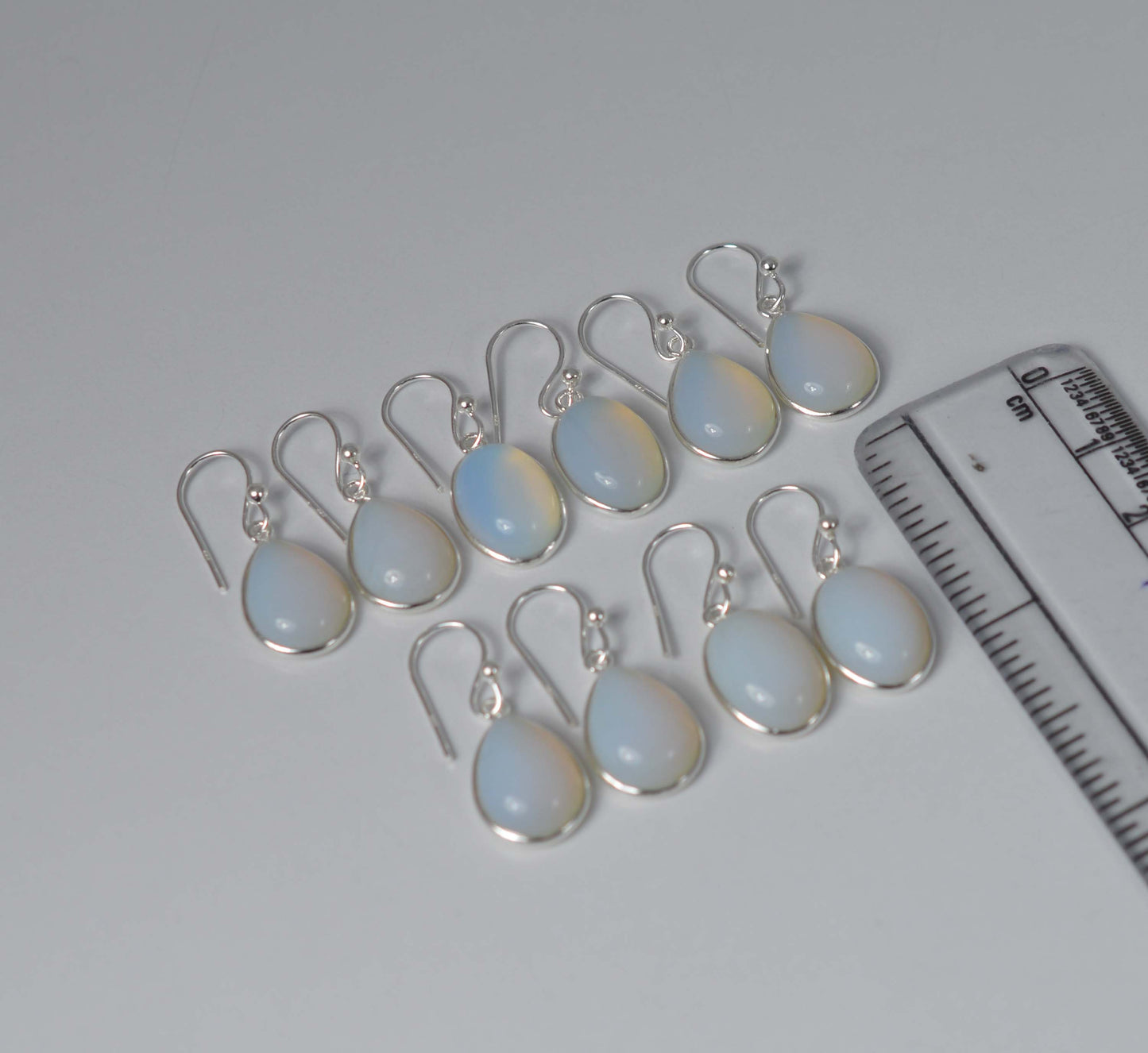 WHOLESALE 5PR 925 SOLID STERLING SILVER MILKY OPALITE HOOK EARRING LOT-1 INCH