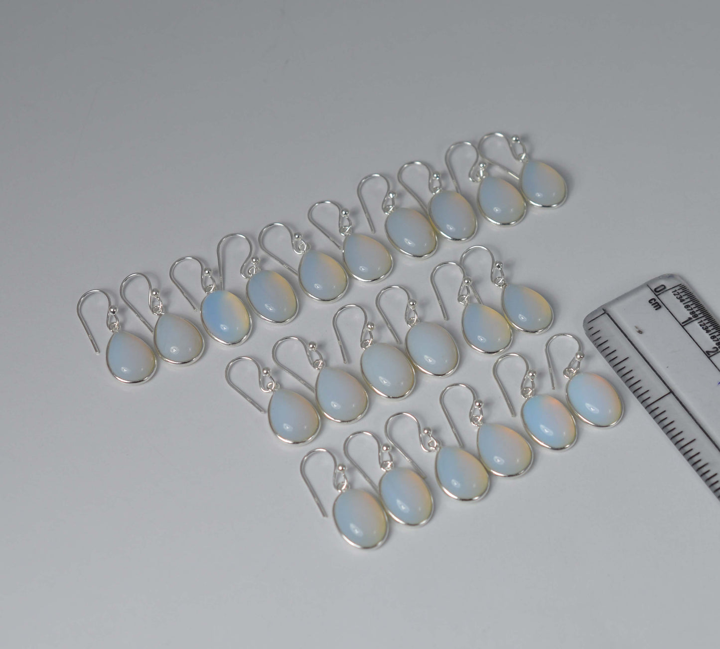 WHOLESALE 11PR 925 SOLIDSTERLING SILVER MILKY OPALITE HOOK EARRING LOT-1 INCH