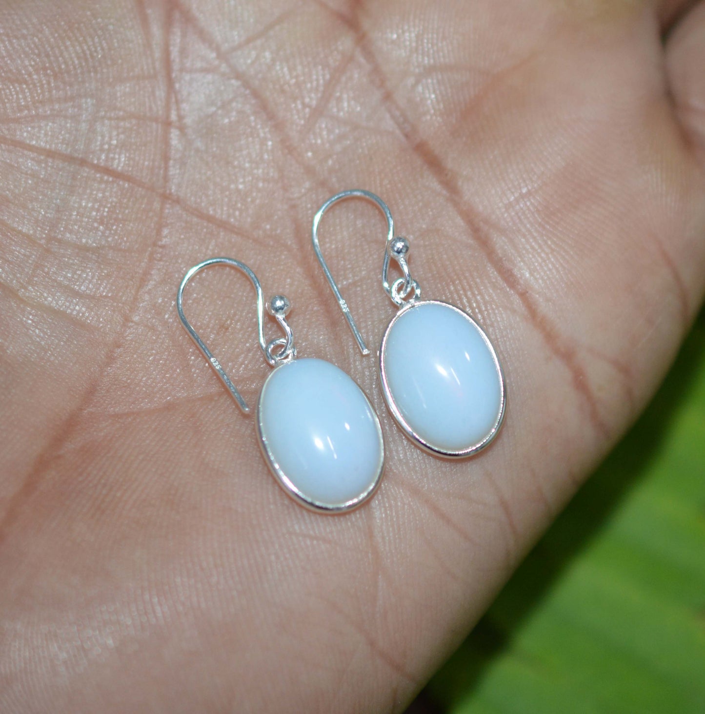 WHOLESALE 11PR 925 SOLIDSTERLING SILVER MILKY OPALITE HOOK EARRING LOT-1 INCH