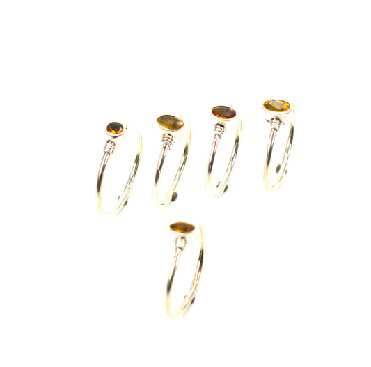 WHOLESALE 5PC 925 SOLID STERLING SILVER FACETED YELLOW CITRINE RING LOT