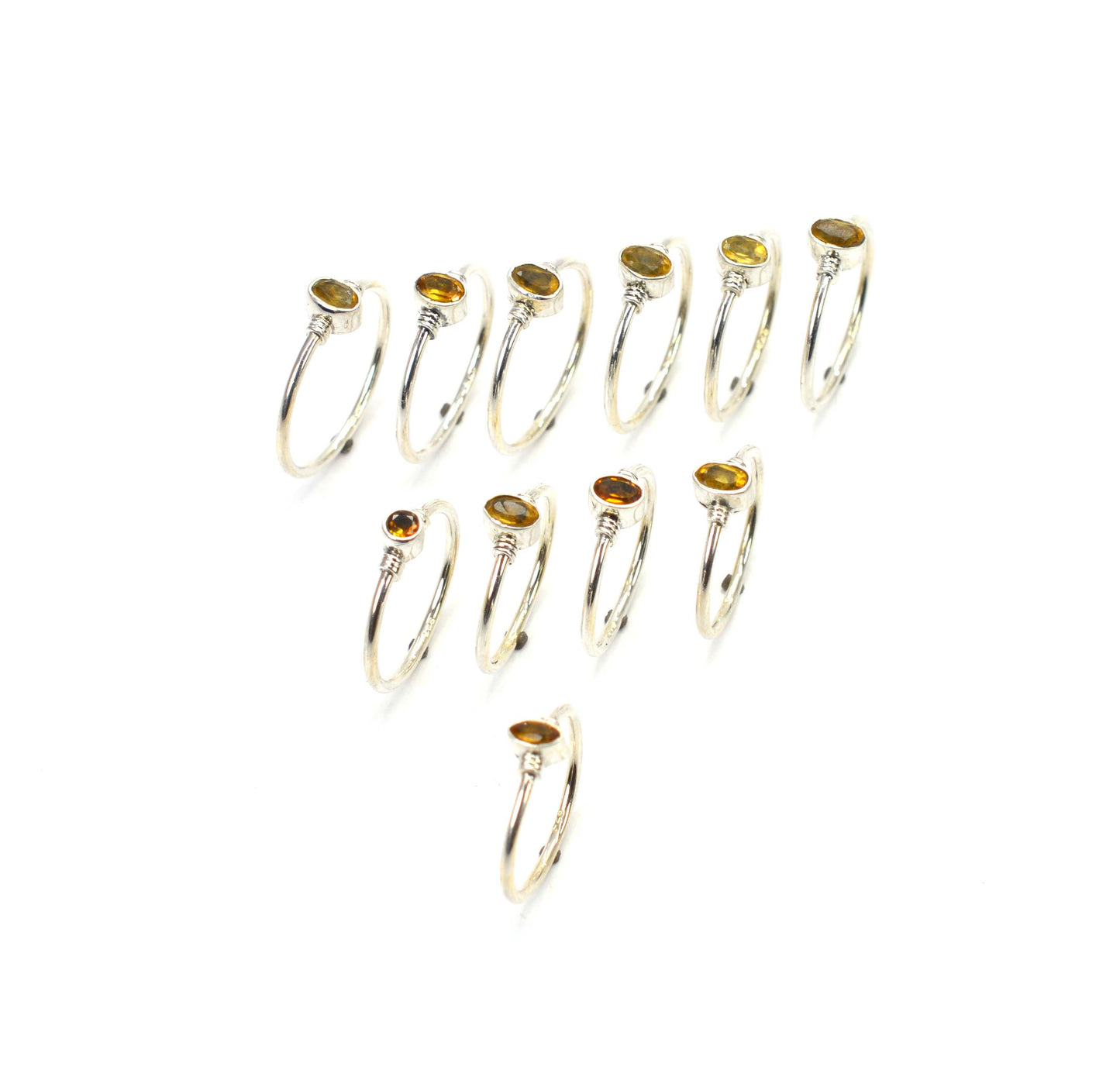 WHOLESALE 11PC 925 SOLID STERLING SILVER FACETED YELLOW CITRINE RING LOT