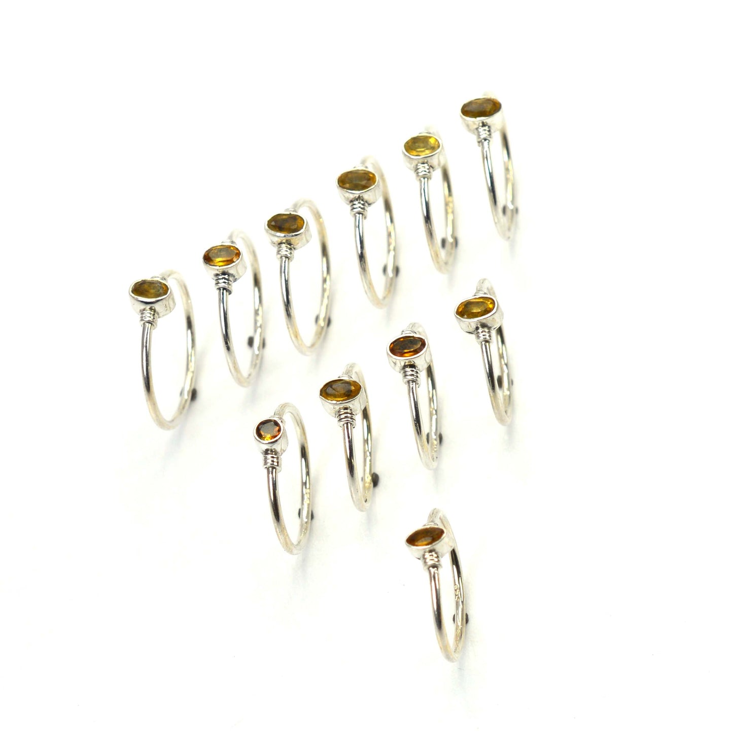 WHOLESALE 11PC 925 SOLID STERLING SILVER FACETED YELLOW CITRINE RING LOT