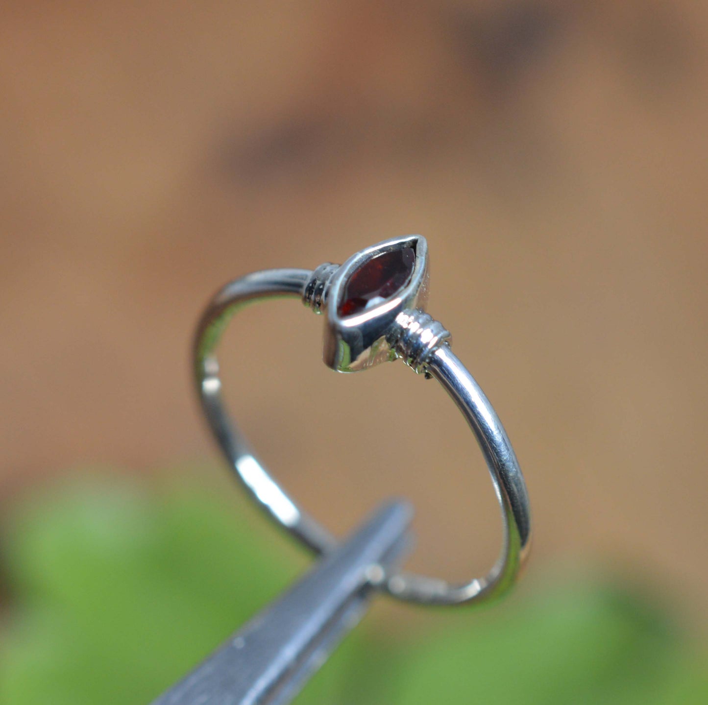 WHOLESALE 5PC 925 SOLID STERLING SILVER FACETED RED GARNET RING LOT