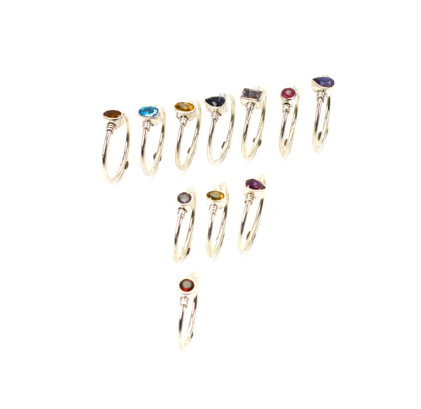 WHOLESALE 11PC 925 SOLID STERLING SILVER CUT BLUE IOLITE MIX RING LOT