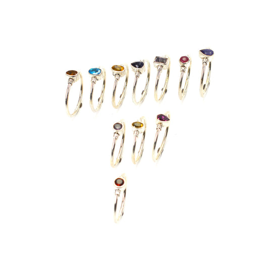 WHOLESALE 11PC 925 SOLID STERLING SILVER CUT BLUE IOLITE MIX RING LOT