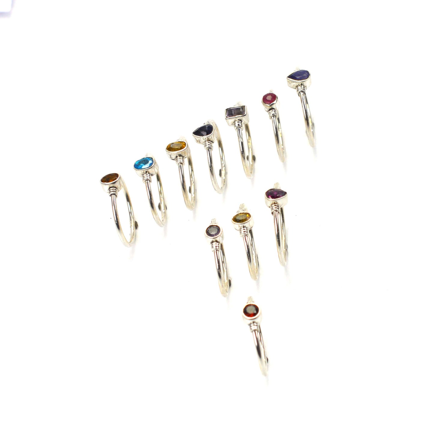 WHOLESALE 11PC 925 SOLID STERLING SILVER CUT BLUE IOLITE MIX RING LOT