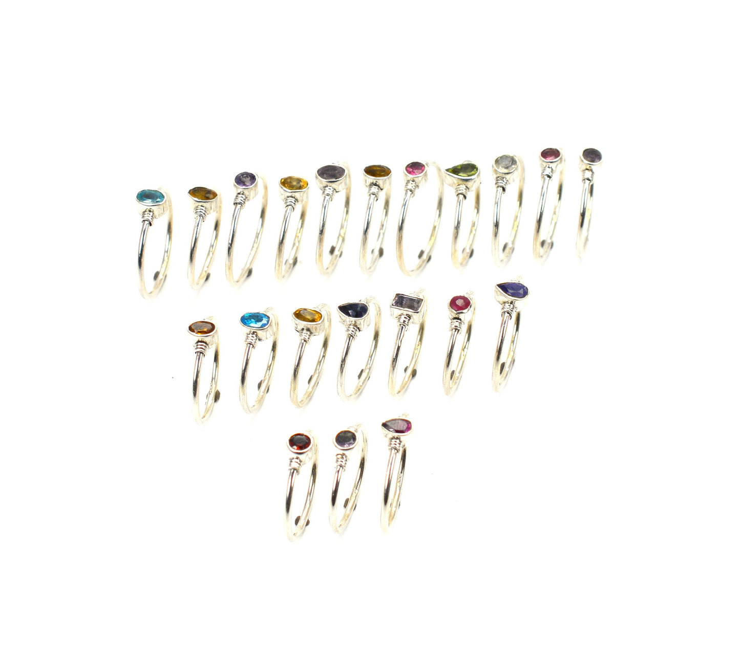 WHOLESALE 21PC 925 SOLID STERLING SILVER CUT RED GARNET MIX RING LOT