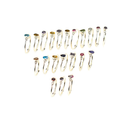 WHOLESALE 21PC 925 SOLID STERLING SILVER CUT RED GARNET MIX RING LOT