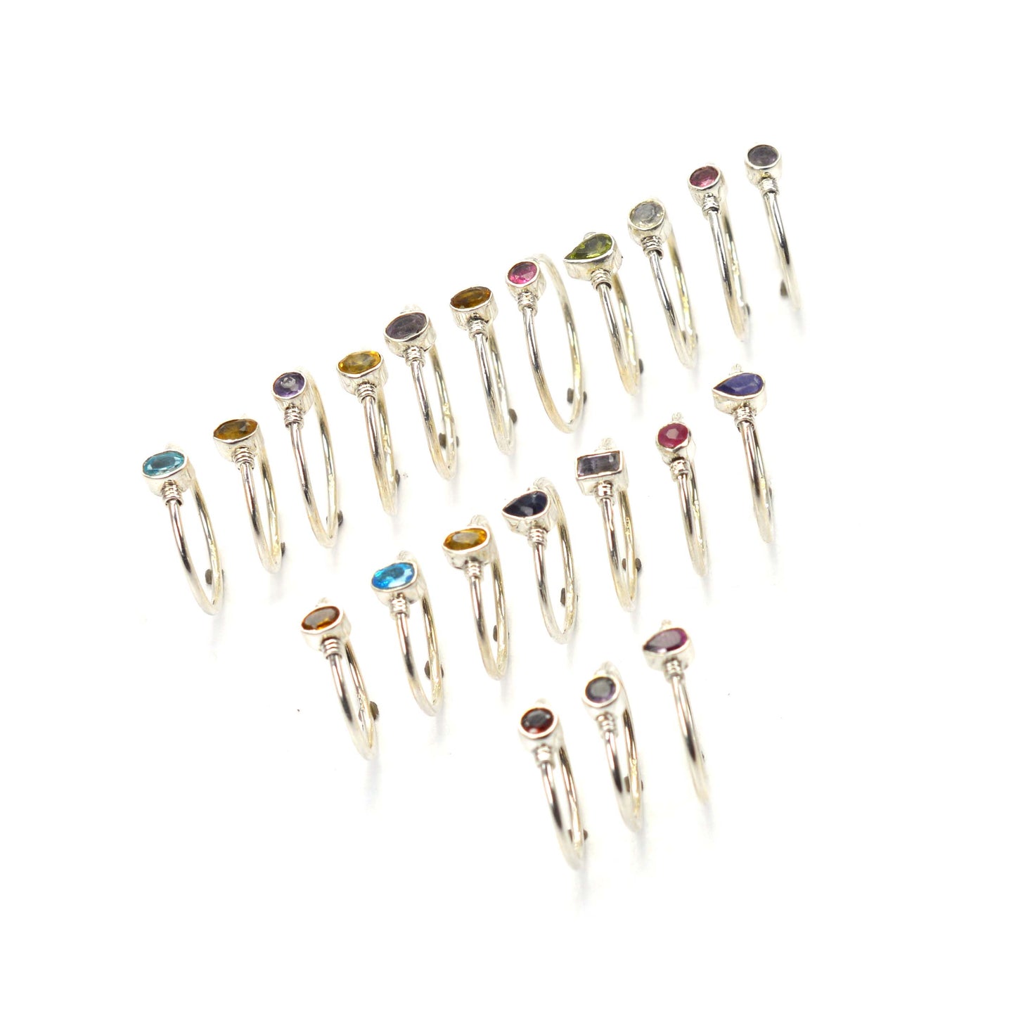WHOLESALE 21PC 925 SOLID STERLING SILVER CUT RED GARNET MIX RING LOT