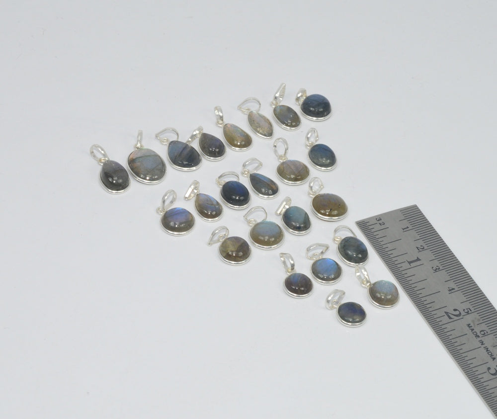 Wholesale 23Pc 925 Sterling Silver Blue Fiery Labradorite Pendant Lot