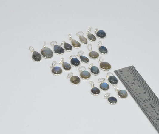 Wholesale 23Pc 925 Sterling Silver Blue Fiery Labradorite Pendant Lot