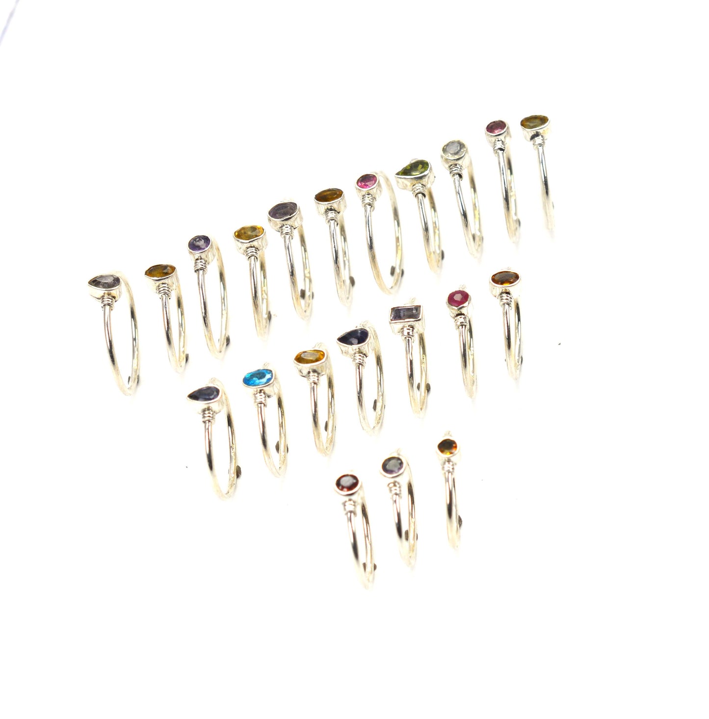 WHOLESALE 21PC 925 SOLID STERLING SILVER CUT GREEN PERIDOT MIX RING LOT