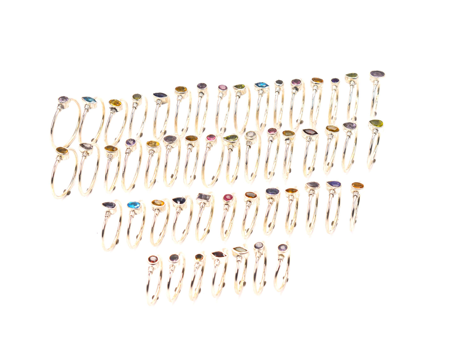 WHOLESALE 51PC 925 SOLID STERLING SILVER CUT YELLOW CITRINE MIX RING LOT
