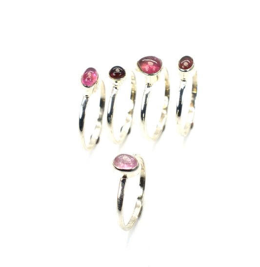WHOLESALE 5PC 925 SOLID STERLING SILVER PINK TOURMALINE RING LOT