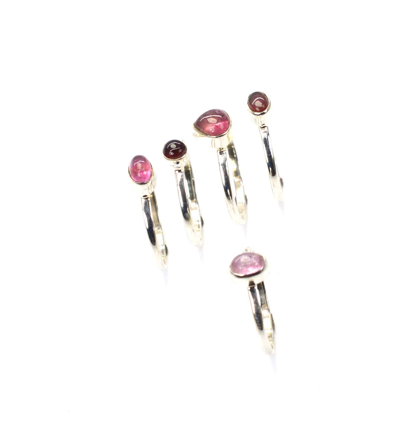 WHOLESALE 5PC 925 SOLID STERLING SILVER PINK TOURMALINE RING LOT