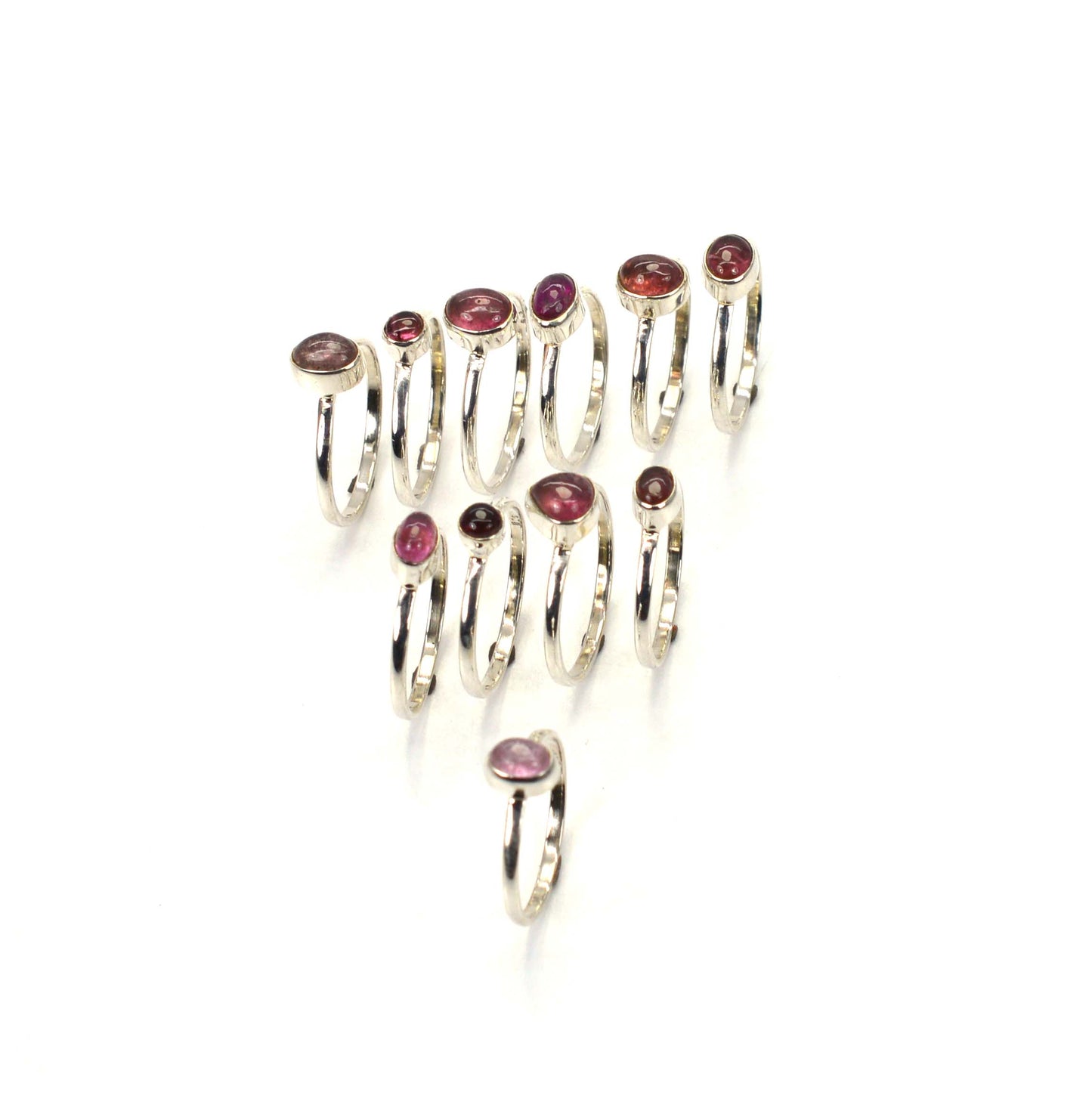 WHOLESALE 11PC 925 SOLID STERLING SILVER PINK TOURMALINE RING LOT