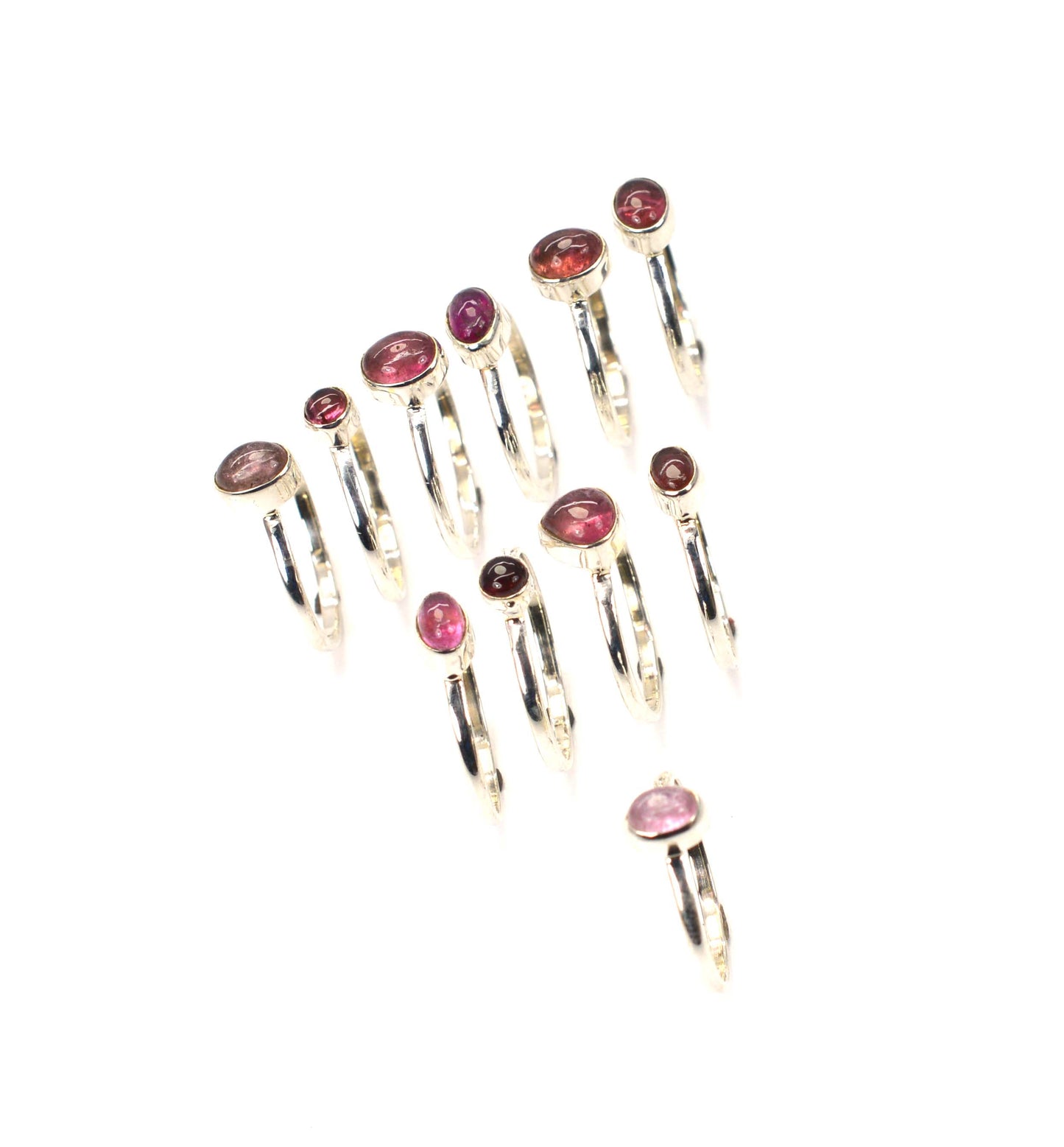 WHOLESALE 11PC 925 SOLID STERLING SILVER PINK TOURMALINE RING LOT