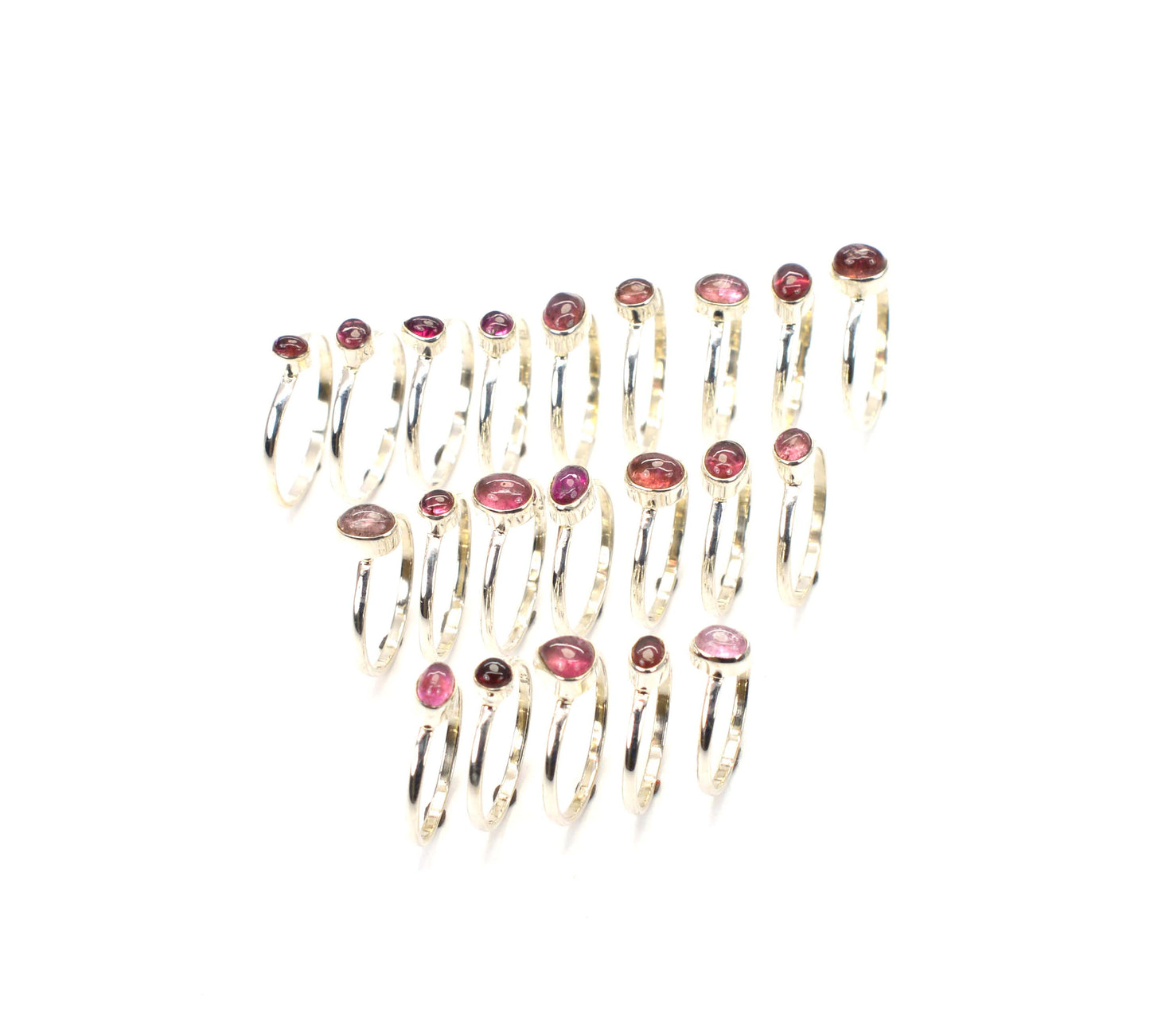 WHOLESALE 21PC 925 SOLID STERLING SILVER PINK TOURMALINE RING LOT