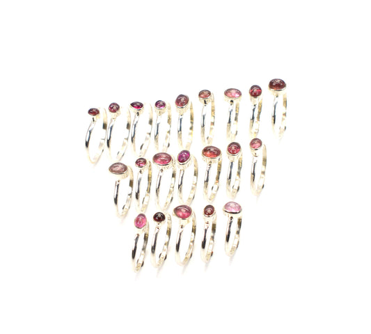 WHOLESALE 21PC 925 SOLID STERLING SILVER PINK TOURMALINE RING LOT