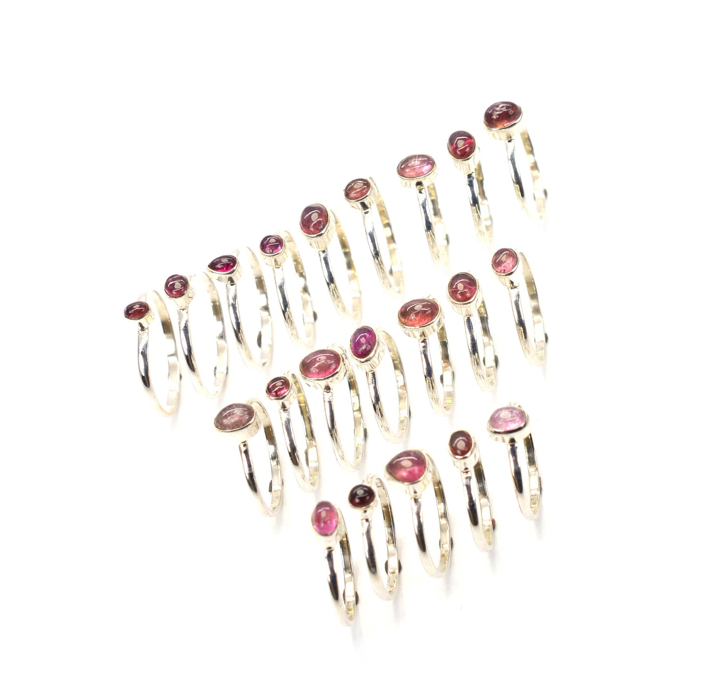 WHOLESALE 21PC 925 SOLID STERLING SILVER PINK TOURMALINE RING LOT