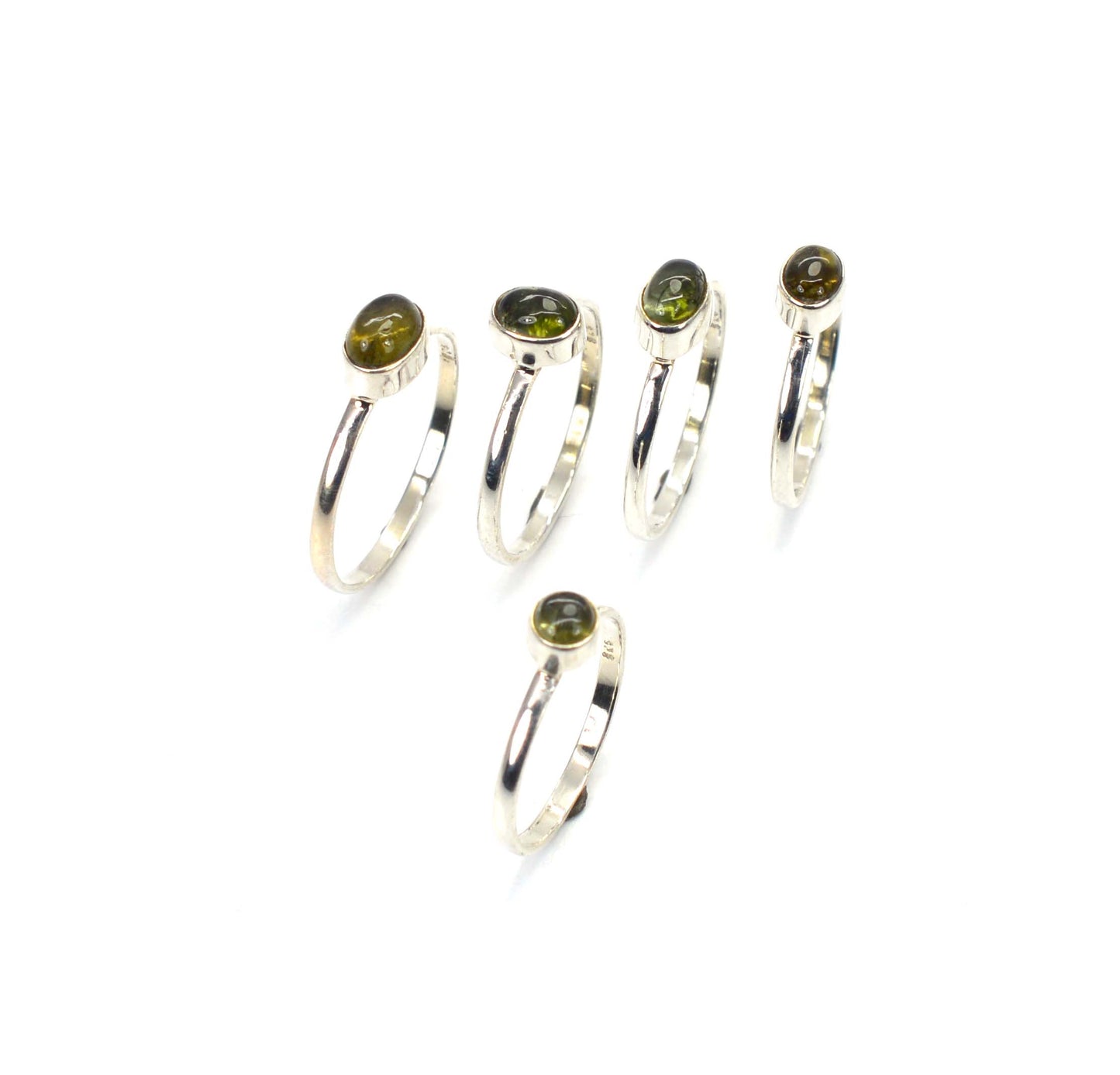 WHOLESALE 5PC 925 SOLID STERLING SILVER GREEN TOURMALINE RING LOT