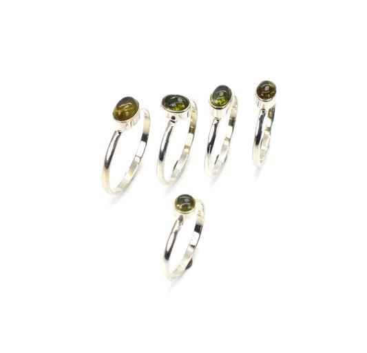 WHOLESALE 5PC 925 SOLID STERLING SILVER GREEN TOURMALINE RING LOT