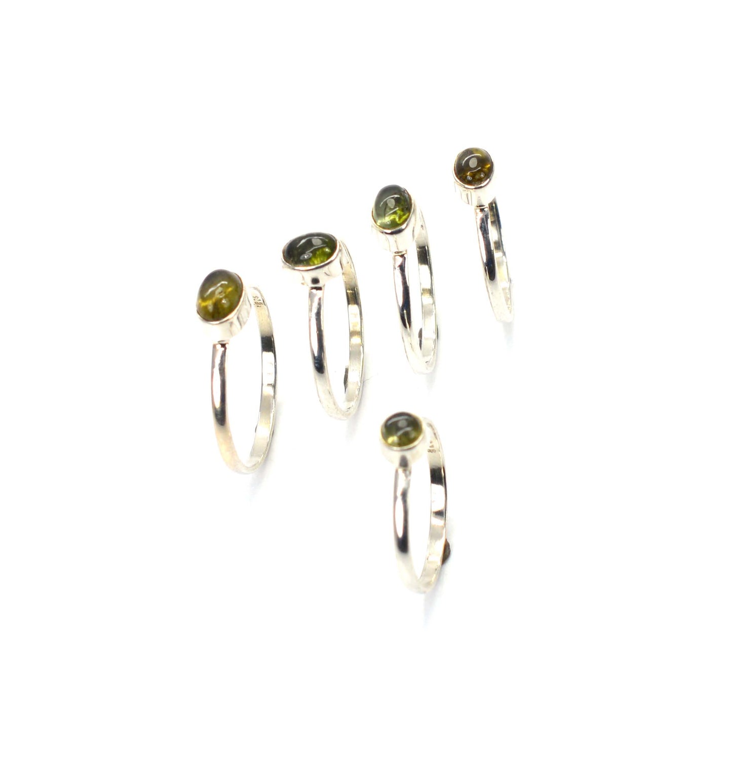 WHOLESALE 5PC 925 SOLID STERLING SILVER GREEN TOURMALINE RING LOT