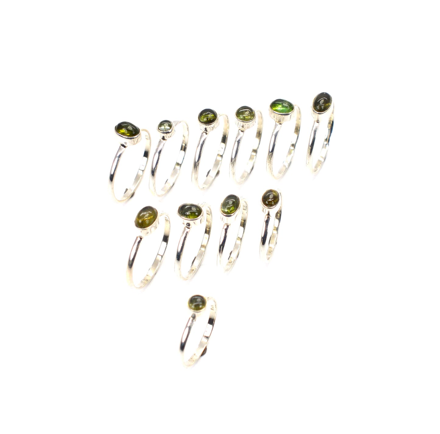 WHOLESALE 11PC 925 SOLID STERLING SILVER GREEN TOURMALINE RING LOT