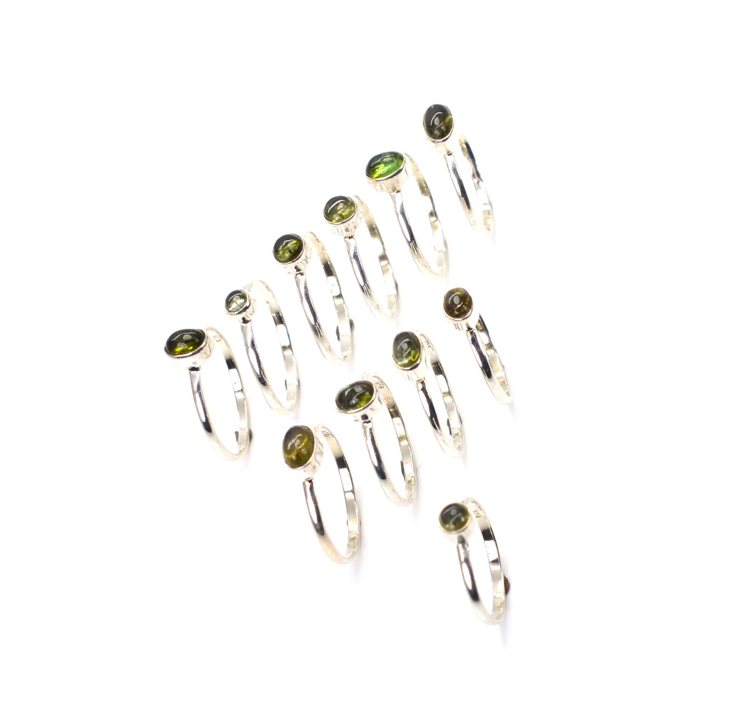 WHOLESALE 11PC 925 SOLID STERLING SILVER GREEN TOURMALINE RING LOT