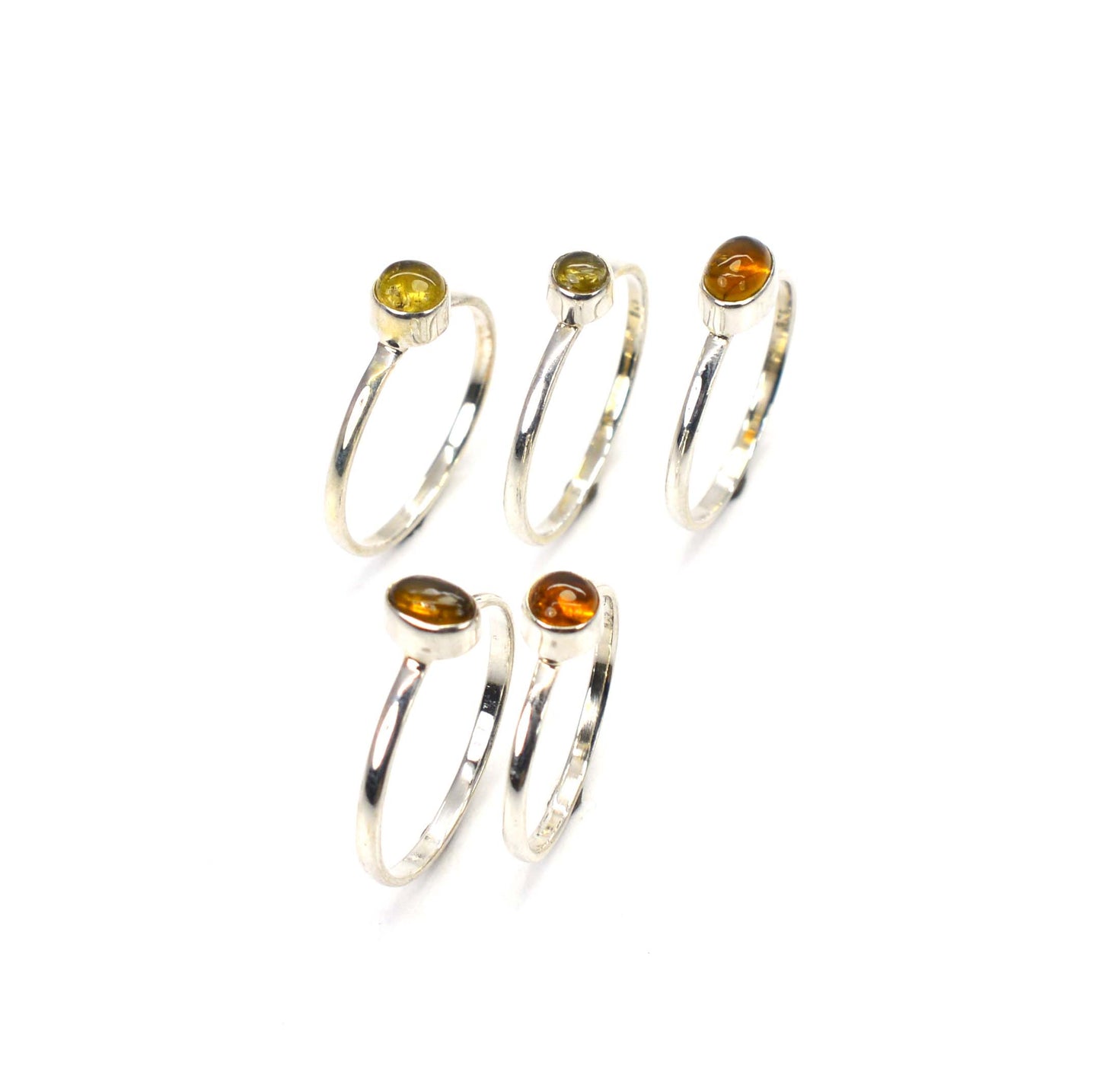 WHOLESALE 5PC 925 SOLID STERLING SILVER YELLOW TOURMALINE RING LOT
