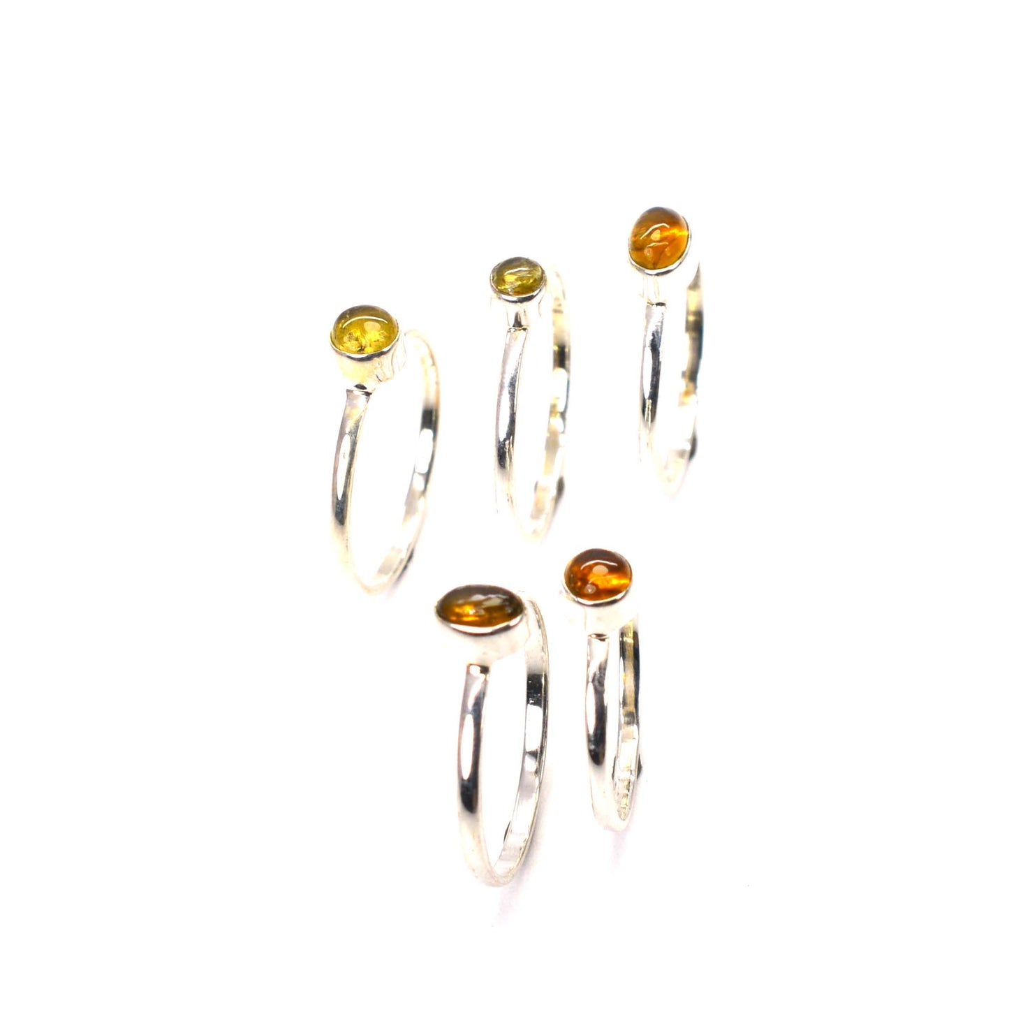 WHOLESALE 5PC 925 SOLID STERLING SILVER YELLOW TOURMALINE RING LOT