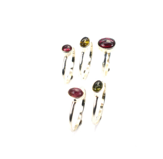 WHOLESALE 5PC 925 SOLID STERLING SILVER YELLOW TOURMALINE MIX STONE RING LOT