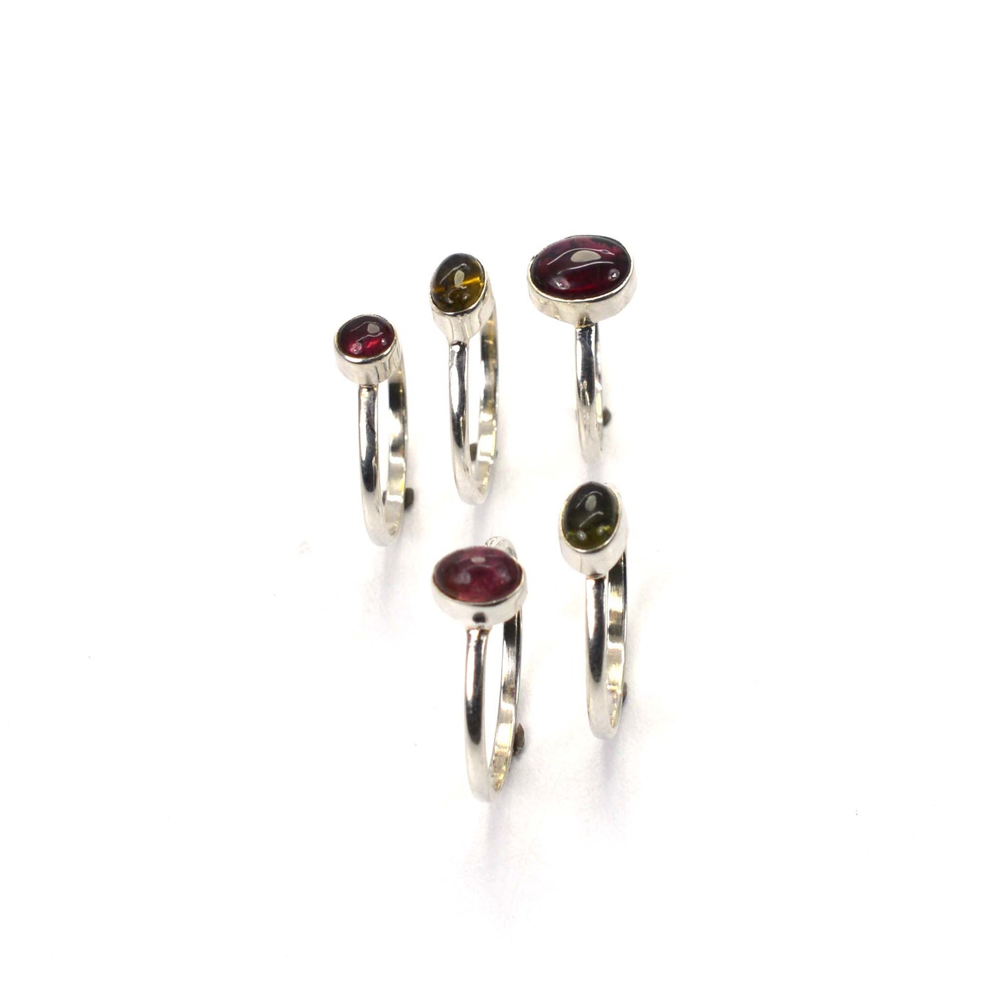 WHOLESALE 5PC 925 SOLID STERLING SILVER PINK TOURMALINE MIX STONE RING LOT