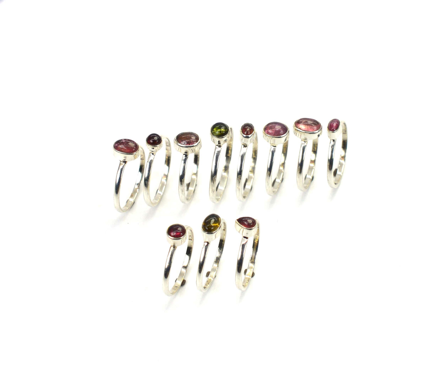 WHOLESALE 11PC 925 SOLID STERLING SILVER GREEN TOURMALINE MIX STONE RING LOT
