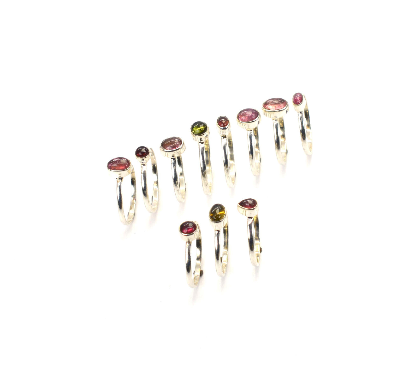 WHOLESALE 11PC 925 SOLID STERLING SILVER GREEN TOURMALINE MIX STONE RING LOT