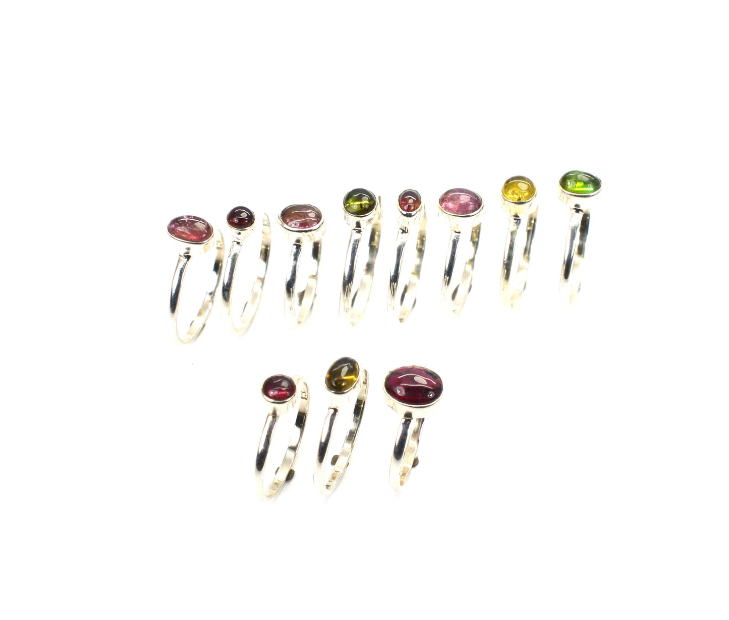 WHOLESALE 11PC 925 SOLID STERLING SILVER PINK TOURMALINE MIX STONE RING LOT