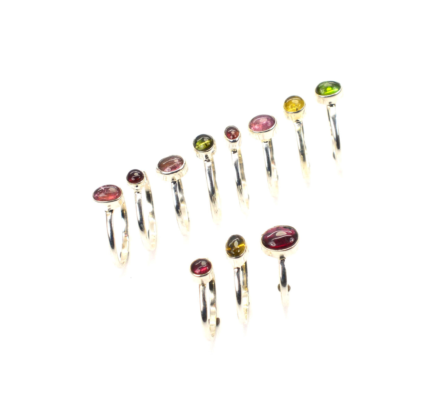WHOLESALE 11PC 925 SOLID STERLING SILVER PINK TOURMALINE MIX STONE RING LOT
