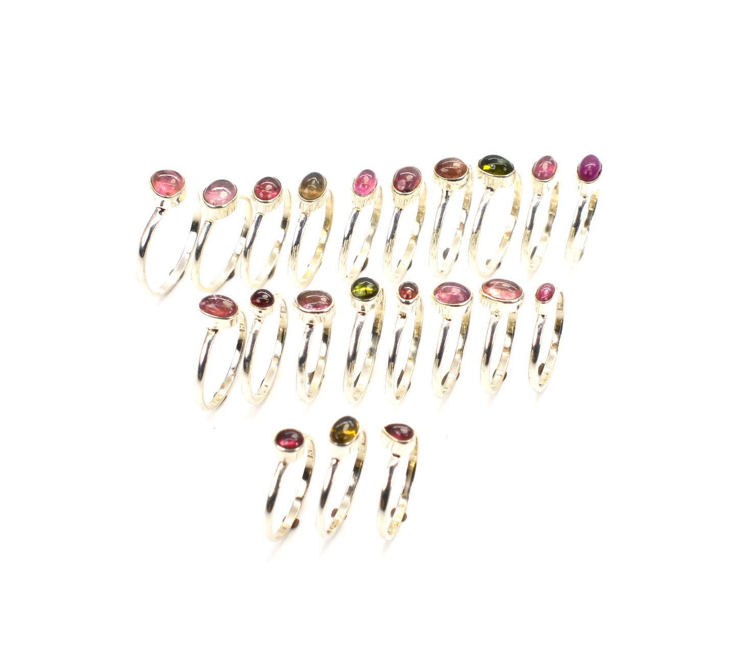 WHOLESALE 21PC 925 SOLID STERLING SILVER GREEN TOURMALINE MIX STONE RING LOT