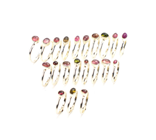 WHOLESALE 21PC 925 SOLID STERLING SILVER GREEN TOURMALINE MIX STONE RING LOT