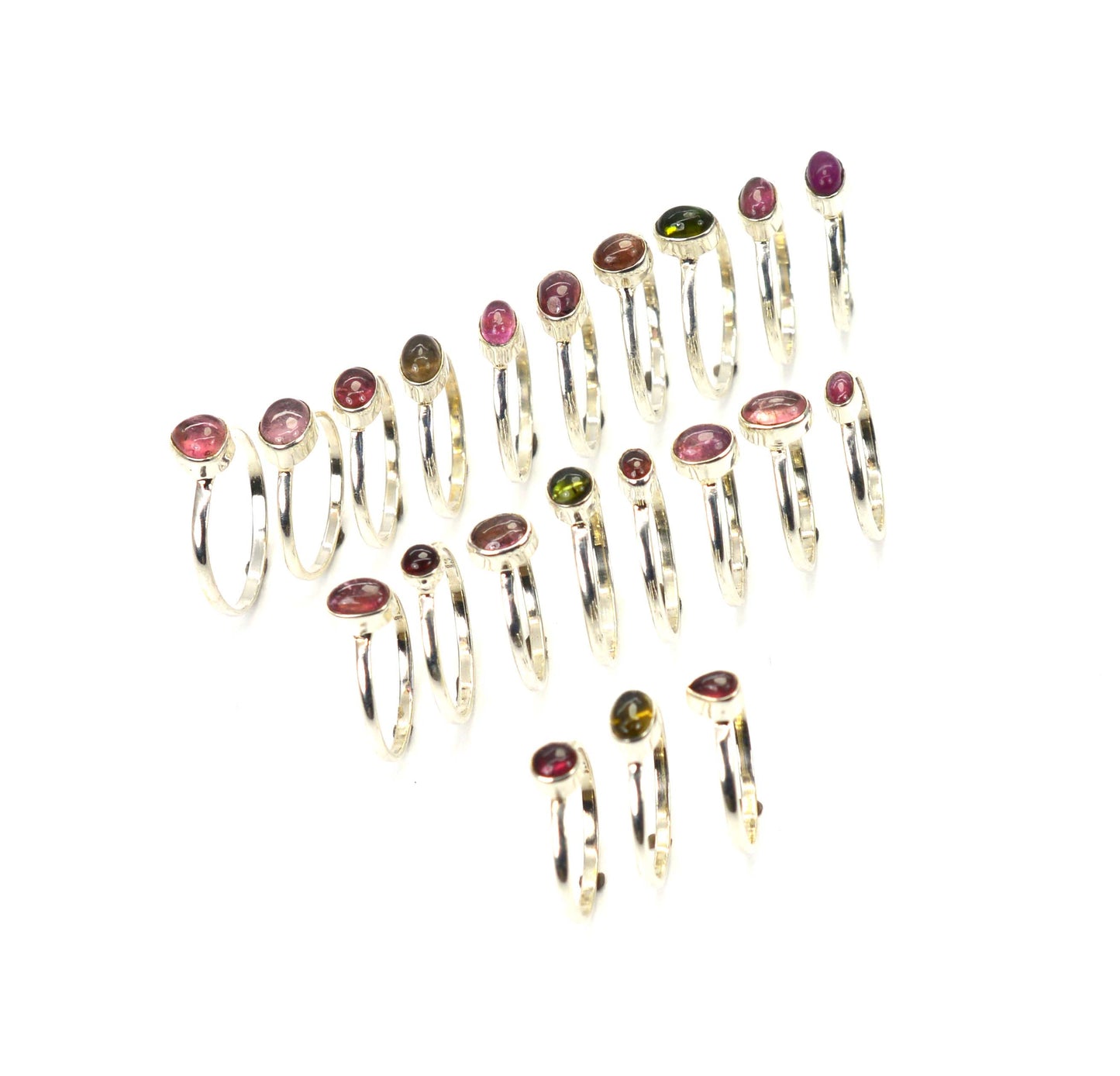 WHOLESALE 21PC 925 SOLID STERLING SILVER GREEN TOURMALINE MIX STONE RING LOT