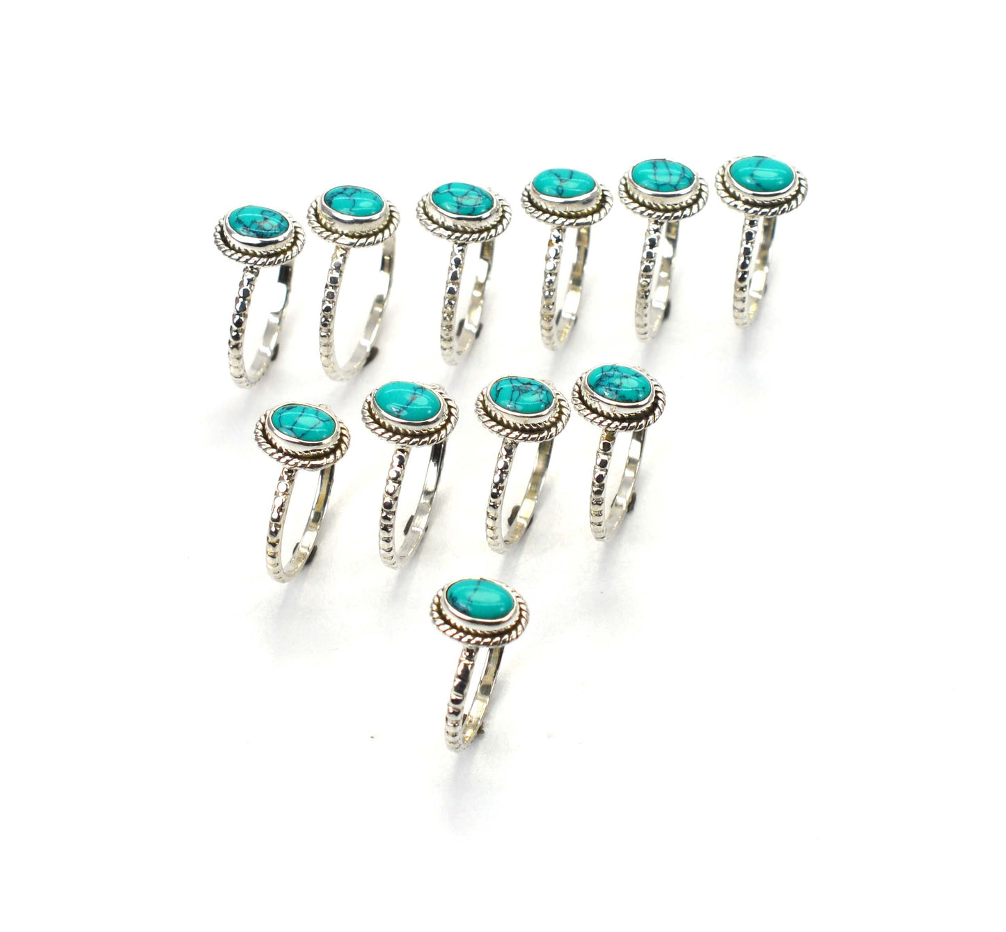 WHOLESALE 11PC 925 SOLID STERLING SILVER BLUE TURQUOISE RING LOT