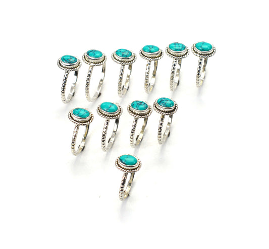 WHOLESALE 11PC 925 SOLID STERLING SILVER BLUE TURQUOISE RING LOT