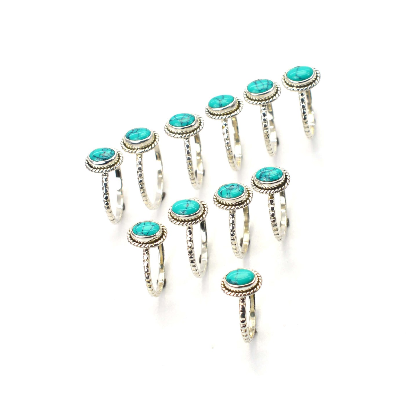 WHOLESALE 11PC 925 SOLID STERLING SILVER BLUE TURQUOISE RING LOT
