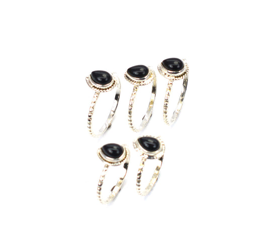 WHOLESALE 5PC 925 SOLID STERLING SILVER BLACK ONYX RING LOT