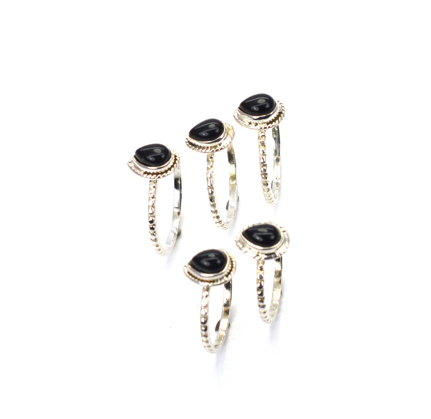 WHOLESALE 5PC 925 SOLID STERLING SILVER BLACK ONYX RING LOT