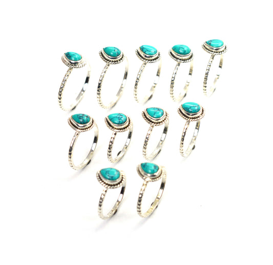 WHOLESALE 11PC 925 SOLID STERLING SILVER BLUE TURQUOISE RING LOT