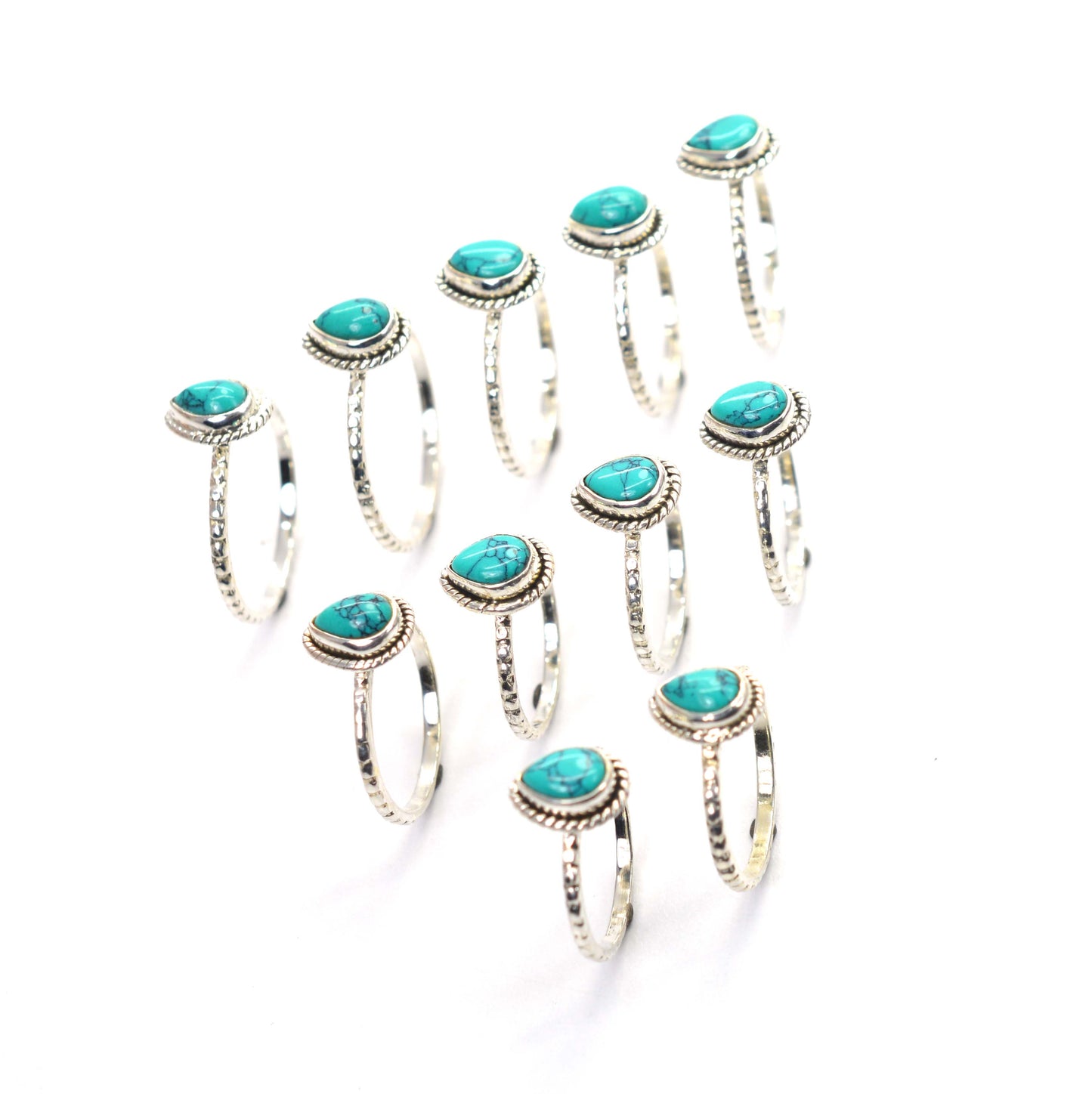 WHOLESALE 11PC 925 SOLID STERLING SILVER BLUE TURQUOISE RING LOT