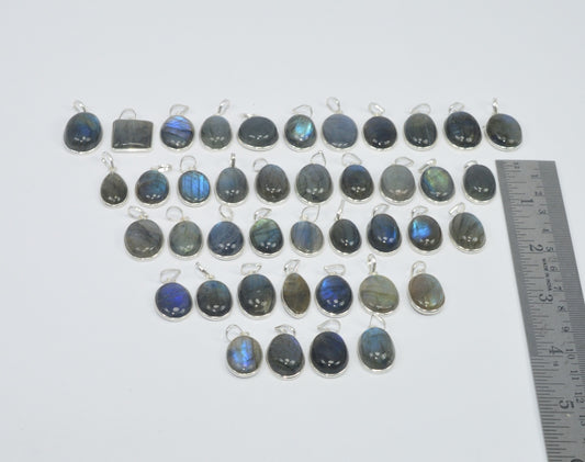 Wholesale 41Pc 925 Sterling Silver Blue Fiery Labradorite Pendant Lot Gtc174
